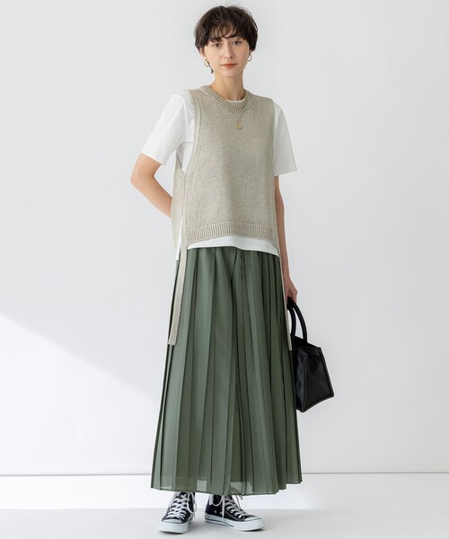 スカート 「洗える」シアーコンビ プリーツ : ZOZOTOWN Yahoo!店