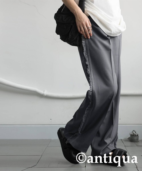 antiqua（アンティカ） パンツ フリンジラインパンツ レディース