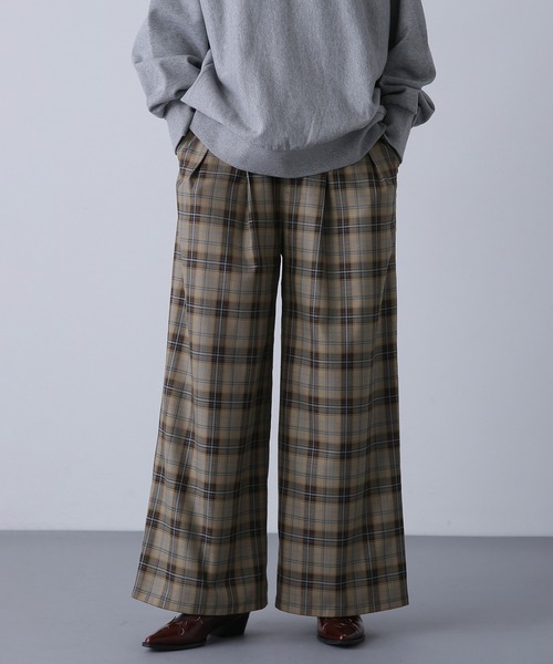 ROSE BUD（ローズバッド） パンツ ダブルタックチェックパンツ