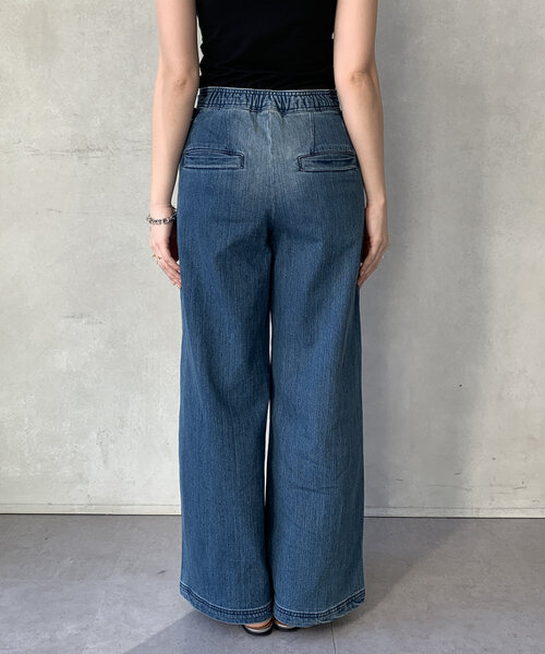 【お値下げ　美品】　doudou ワイドデニムパンツ DouDou ジーンズ デニム デニムパンツ 「新色追加」ストレッチ