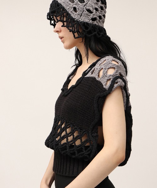 leinwande（ラインヴァンド） ベスト ジレ Mix Yarn Crochet Top