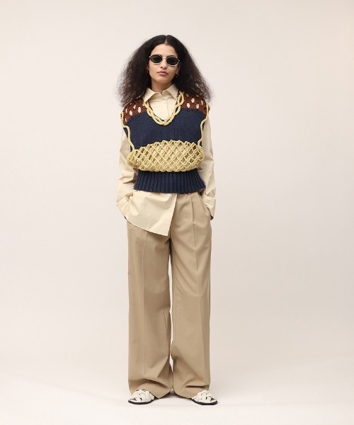 leinwande（ラインヴァンド） ベスト ジレ Mix Yarn Crochet Top