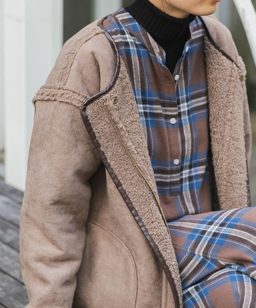 「URBAN RESEARCH Sonny Label」 ノーカラーコート FREE モカ レディース_画像6