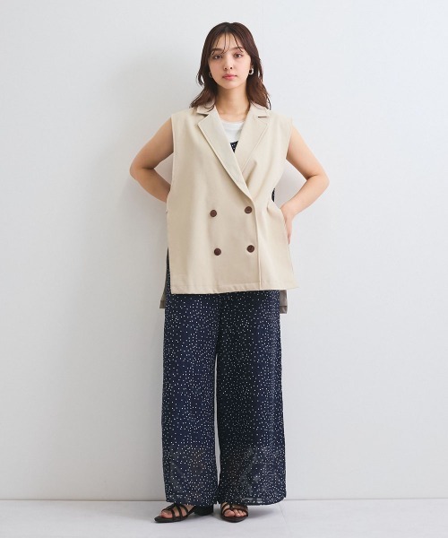 ベスト ジレ カルゼテーラータックベスト「手洗い可能」 レディース QUEENS COURT ベスト ジレ カルゼテーラータックベスト「手洗い