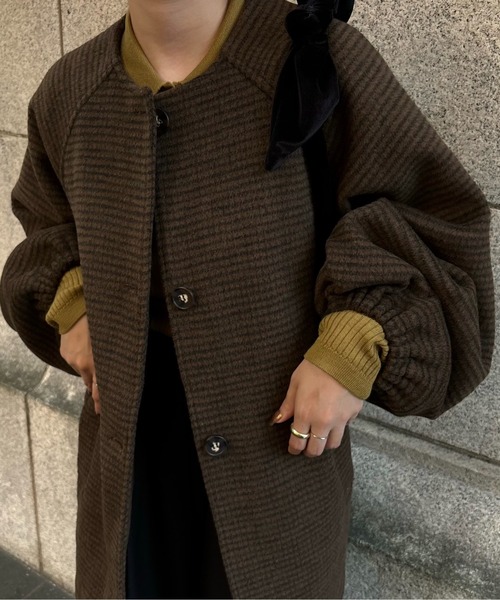 lawgy（ラウジー） ノーカラーコート FREE ブラウン レディース