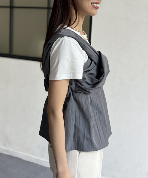 tシャツ ビスチェ見えドッキングプルオーバー レディース Chez toi tシャツ ビスチェ見えドッキングプルオーバー