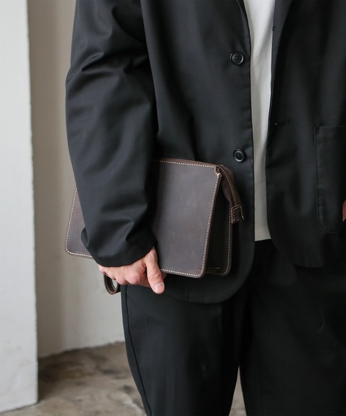 VitaFelice クラッチバッグ 本革セカンドバッグ オイルレザーバッグ