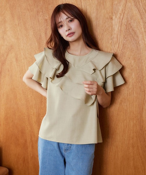 ブラウス シャツ Whinny/年中無休お姫様ミ レディース mysty woman ブラウス シャツ 「WEB限定」メニーフリルブラウス