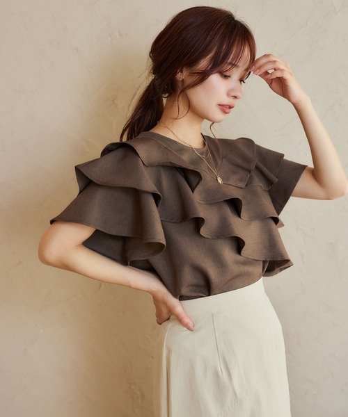 ブラウス シャツ 「WEB限定」メニーフリルブラウス  499731 レディース mysty woman ブラウス シャツ 「WEB限定」メニーフリルブラウス