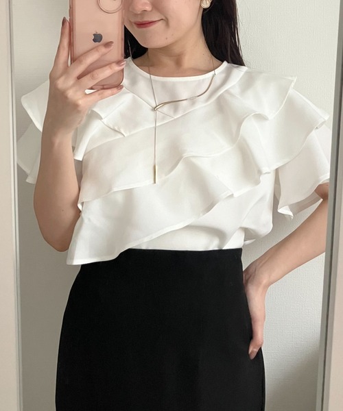 ブラウス シャツ 「WEB限定」メニーフリルブラウス  499731 レディース mysty woman ブラウス シャツ 「WEB限定」メニーフリルブラウス