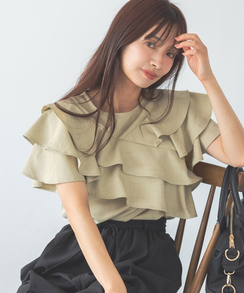 ブラウス シャツ 「WEB限定」メニーフリルブラウス  499731 レディース mysty woman ブラウス シャツ 「WEB限定」メニーフリルブラウス