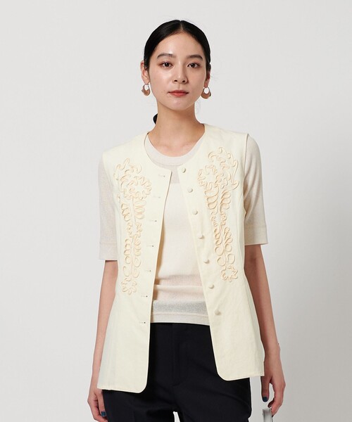 【beauty&youth】 テープ エンブロイダリー ベスト BEAUTY＆YOUTH UNITED ARROWS ベスト ジレ コットンテープ エン