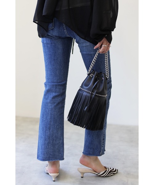 [Bonjour Sagan] обработка Denim брюки L голубой женский 