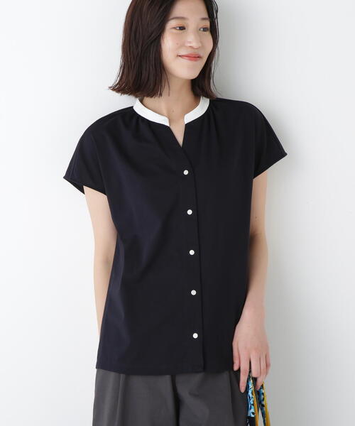 human woman（ヒューマンウーマン） ヘンリーネック tシャツ 半袖