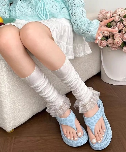 AsRiRe 厚底 サンダル かわいい美脚サンダル 厚底レオパード柄付き