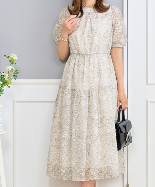 ワンピース カットジャカード プリント シアーワンピース Prima Scherrer