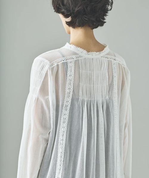 Curensologyカレンソロジーコットンチュールパールブラウス Curensology(カレンソロジー)/コットンチュールブラウス（Tシャツ