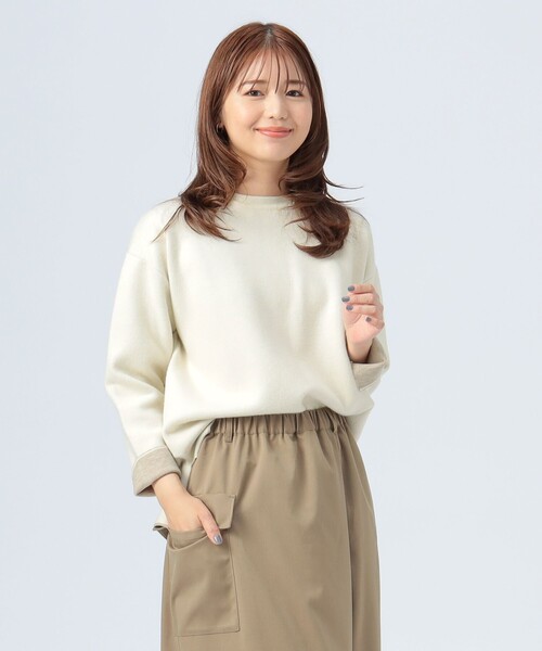BEAMS HEART ニット セーター 配色 リバーニット プルオーバー