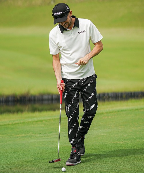 ゴルフ 「IVINER GOLF」ロゴ総柄ストレッチパンツ メンズ ゴルフ スキニー ストレッチ ホワイト ブラック 白 黒 春服 メンズ_3