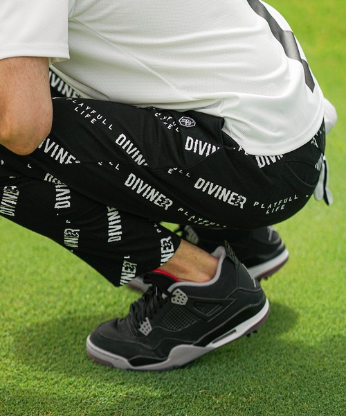 ゴルフ 「IVINER GOLF」ロゴ総柄ストレッチパンツ メンズ ゴルフ スキニー ストレッチ ホワイト ブラック 白 黒 春服 メンズ_4