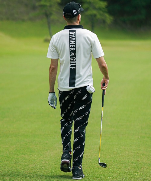 ゴルフ 「IVINER GOLF」ロゴ総柄ストレッチパンツ メンズ ゴルフ スキニー ストレッチ ホワイト ブラック 白 黒 春服 メンズ_5