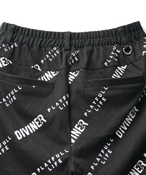 ゴルフ 「IVINER GOLF」ロゴ総柄ストレッチパンツ メンズ ゴルフ スキニー ストレッチ ホワイト ブラック 白 黒 春服 メンズ_9