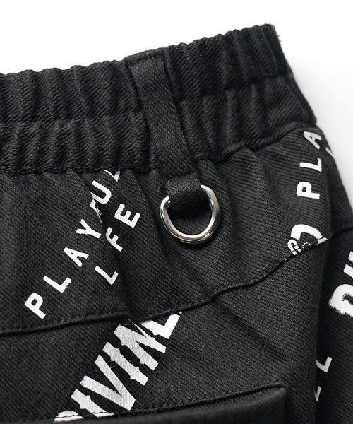 ゴルフ 「IVINER GOLF」ロゴ総柄ストレッチパンツ メンズ ゴルフ スキニー ストレッチ ホワイト ブラック 白 黒 春服 メンズ_10