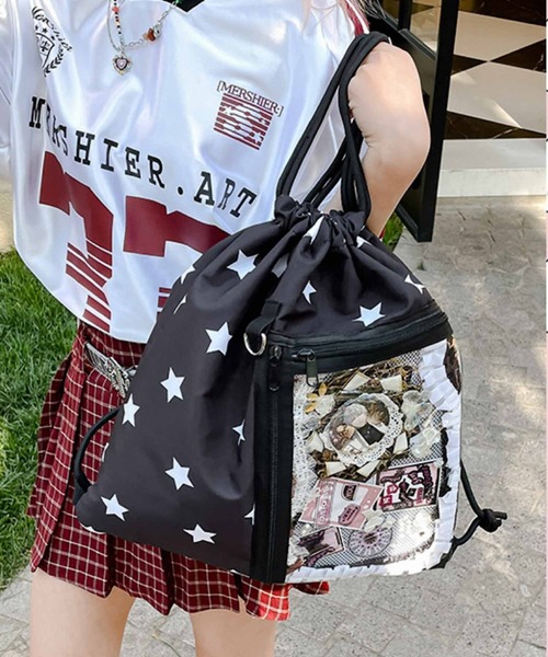 Mignonjour デイバック リュック FReePLACe/クリアポケット ドット柄