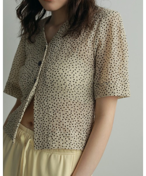 anuke（アンヌーク） ブラウス シャツ Vneck Dot Blouse レディース
