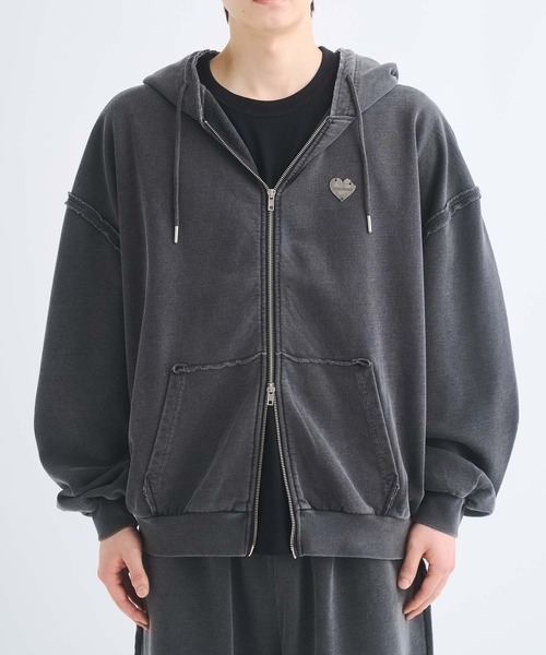 完売商品　ブラックビンテージ パーカー VINTAGE クロス刺繍 ジップパーカー T1390 | wshot