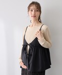 マタニティ シアーカットソー×フレアキャミセッ...の詳細画像1