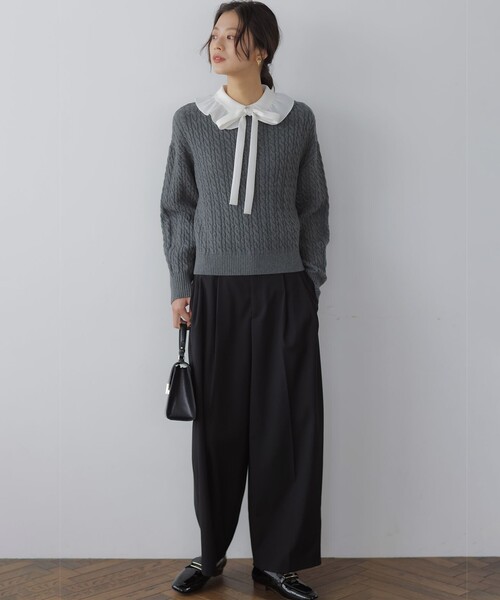 組曲（KUMIKYOKU） ニット セーター コットンカシミヤMIX ケーブル