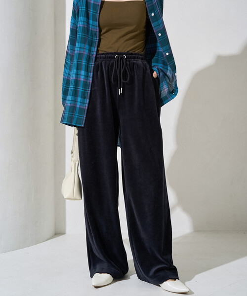 パンツ 限定展開　カット ベロア ライン ワイド パンツ レディース | FREAK'S STORE | 01