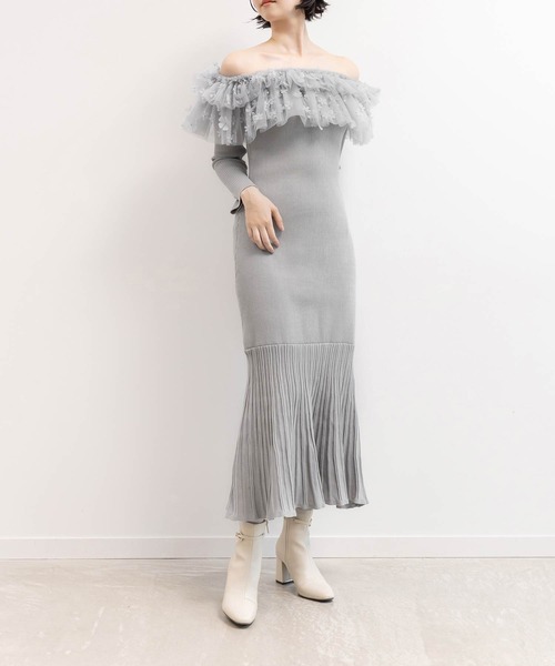 RANDA（ランダ） ワンピース 「選べる丈感」3Dフラワーフリル