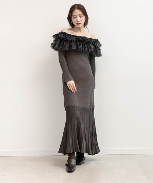 RANDA（ランダ） ワンピース 「選べる丈感」3Dフラワーフリル