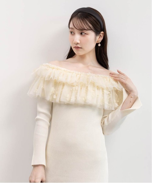 RANDA（ランダ） ワンピース 「選べる丈感」3Dフラワーフリル