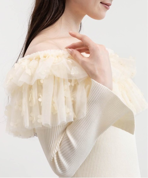 RANDA（ランダ） ワンピース 「選べる丈感」3Dフラワーフリル