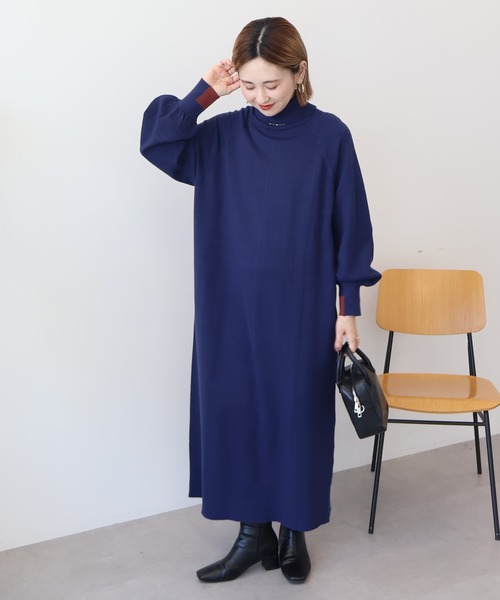 AMERICAN HOLIC ワンピース バイパチモックネックニットワンピース