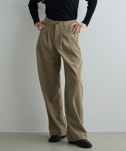 Mirette パンツ タック入りコーデュロイワイドパンツ Tucked Corduroy