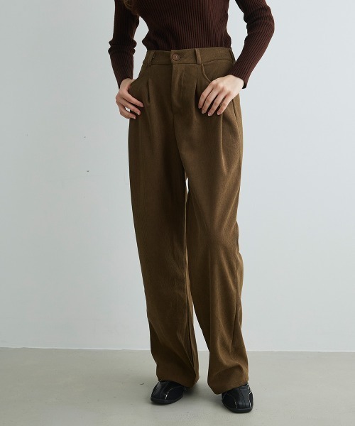 Mirette ワイドパンツ パンツ タック入りコーデュロイワイドパンツ