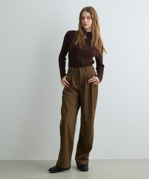 Mirette パンツ タック入りコーデュロイワイドパンツ Tucked Corduroy