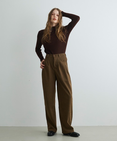 Mirette パンツ タック入りコーデュロイワイドパンツ Tucked Corduroy