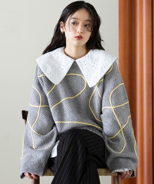 RAGEBLUE（レイジブルー） ニット セーター コード刺繍ニットプル