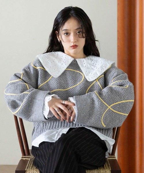 RAGEBLUE（レイジブルー） ニット セーター コード刺繍ニットプル