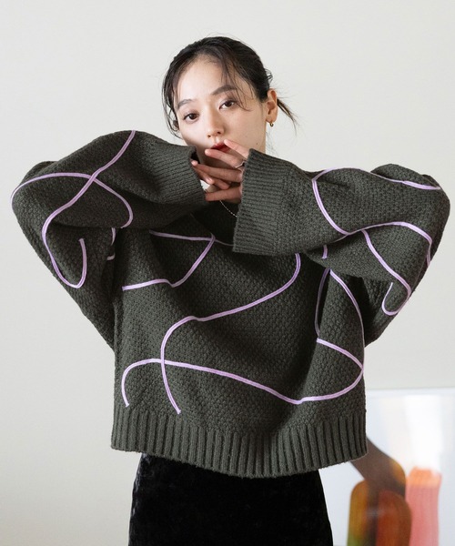 RAGEBLUE（レイジブルー） ニット セーター コード刺繍ニットプル