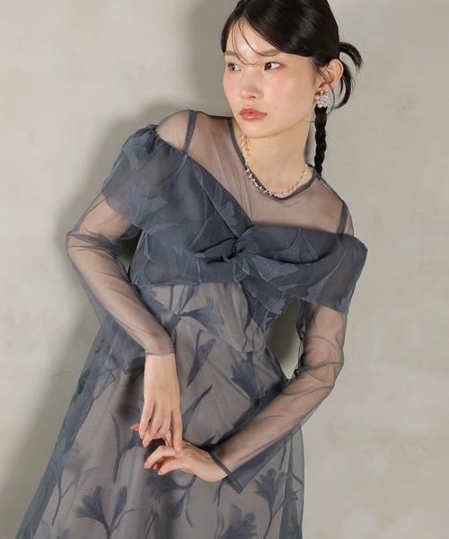 Kana ドレス フロッキーレース チュール ボリュームデザイン Aライン