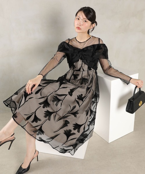 Kana ドレス フロッキーレース チュール ボリュームデザイン Aライン