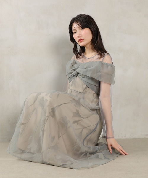 kana オケージョン結婚式パーティード レス Aラインワンピースレース Kana ドレス フロッキーレース チュール ボリュームデザイン Aライン