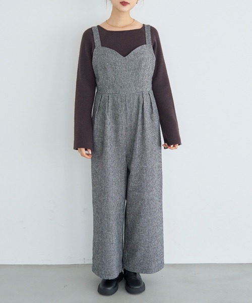 mil サロペット オーバーオール 「再生産」千鳥柄 ツイードサロペット