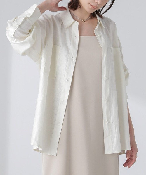 「NANO universe」 長袖シャツ FREE オフホワイト レディース_画像5